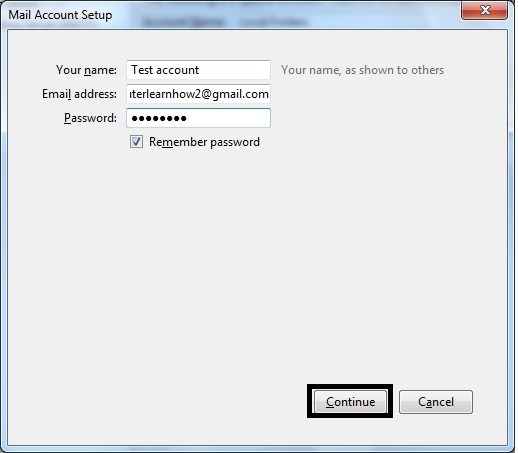 mozilla thunderbird help for settings up email account